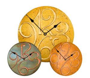 Round Clocks with Raised Arab Numerals